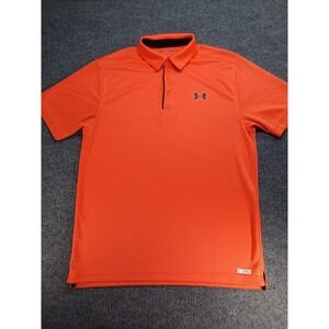 Under Armour Mens Medium Loose Fit Golf Polo Shirt Orange HeatGear (Stains)